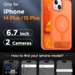 Temdan Magnetic Compatible with iPhone 15 Plus Case & iPhone 14 Plus Case, [Built-in Invisible Kickstand][Compatible with MagSafe][Military Grade Shockproof] Slim Translucent Matte Phone Case 6.7″