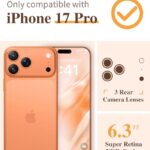 GVIEWIN for iPhone 17 Pro Case with Screen Protector, Upgraded [Full Camera Protection] [Non Yellowing] Floral Slim Shockproof Clear Women Phone Cover for iPhone 17 Pro 6.3″ (Blooming Floweret/Orange)