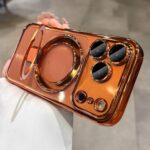 LXK Magnetic Invisible Stand for iPhone 17 Pro Max Case 6.9″ Compatible with MagSafe, Military-Grade Protection, with Camera Protector, Clear Scratch-Resistant Back Cover for 17 ProMax, Cosmic Orange