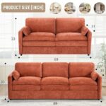 Lesofair 2 Pieces Chenille Couch Set with Well-Filled Pillows, Modern 3 Seats and 2 Seats Sofa with Soft Backrests, Classic Upholstered Sectional Couch with Thickened Cushions for Living Room, Orange