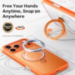 TORRAS Q3 Spin for iPhone 17 Pro Max Case with 360 Magnetic Stand, Wireless Charging Compatible, Hard PC Case for 17 Pro Max Phone Case with Stand, Translucent Cosmic Orange