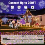 Nisocy 66FT LED String Lights Outdoor Waterproof – Purple Orange Fairy Lights with Plug, Connectable Christmas Tree Lights for Patio, Garden, Bedroom, Wedding, Party, Decor