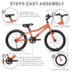 AVASTA Bilbo 20 Inch Kids Bike for Boys Girls 6 7 8 9 10 Years Old, Retro Style High Carbon Steel Bicycle with Adjustable Handlebars and Seat, Dual V-Brakes,Semi-Chain Guard, Kickstand, Orange