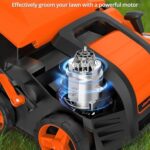 Aspiron Electric Lawn Dethatcher & Scarifier with 14.5-Gal Bag, 15 Amp, 16 Inch Lawn Dethatcher with 5-Position Depth Adjustment, Quick-Fold, Keeps Lawn Health, Tangerine