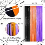 FECEDY 2pcs 3ft x 8.3ft Orange Purple Black Metallic Tinsel Foil Fringe Curtains Photo Booth Props for Halloween Birthday Bridal Shower Baby Shower Bachelorette Holiday Celebration Party Decorations