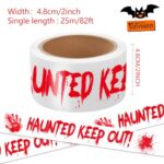 Halloween Decorations Caution Tape, HAUNTED KEEP OUT White Bloody Caution Roll Crime Scene 2In x 82Ft Halloween Outdoor Decor DIY Tape Scary Warning for Indoor & Outside, Party Supplies, Danger Zones