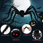 Halloween Decorations Spider Web Set, 200 “*188″ Triangle Giant Spider Web & Realistic 59” Large Black Hairy Scary Spider for Indoor Outdoor Porch Yard,Scary Haunted House Décor,Halloween Party Props