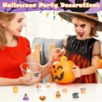 Lumipledge 9PCS Halloween Pumpkin Ghost Mini Figurines Spooky Cute Resin Ghost Statue Halloween Doll Garden Pumpkin Adornments for Festive Home and Office Desktop Decor