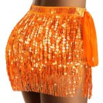 Orange Sequin Skirt for Women Orange Skirts Woman Sparkly Skirt for Women Glitter Skirts Rave Outfit Halloween Costume