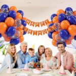 60pcs Royal Blue and Orange Balloons 12inch with Orange and Blue Balloons for Graduation Birthday Party Decorations