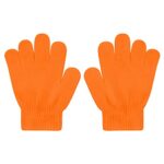 DOOVID Kids Knit Gloves Full Fingers Winter Gloves for Little Boys Girls Stretchy Warm Magic Gloves Age 5-11 Orange One Size