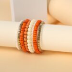 ZKBKJSPZJB 8Pcs Bohemian Beads Bracelets Set Colorful Cube Multi Strand Stretch Stackable Bangle Y2K Bracelet Set (orange)