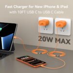 Phone 17 16 15 Pro Max Charger Fast Charging, 10 FT Long USB C Charger Cord with 20W Type C Fast Phone Charging Block for Phone 17/17 Pro/17 Pro max/Air, Phone 16 15 Pro Max Plus, iPad,Orange