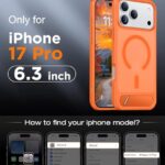 Temdan Designed for iPhone 17 Pro Case, [Built-in Invisible Kickstand][Compatible with MagSafe][Military Grade Shockproof] Slim Translucent Matte Phone Case 6.3 inch (Orange)