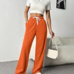 PINSPARK Wide Leg Sweat Pants for Womens High Waisted Baggy Sweatpants Casual Drawstring Workout Pants with Pockets XX-Large, Orange