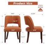 choairy Dining Chairs Set of 4,Modern Dining Room Chairs with Thick Cushions,Upholstered Linen Fabric Kitchen Chairs for Kitchen Dining Room Orange