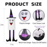 4 Pack Light Up Hanging Ghosts Halloween Decorations Outdoor, Glowing Ghosts with Witch Hats LED Halloween Ghost Lights for Yard Tree Porch Window Indoor Outdoor Party Decor