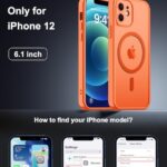 GOVTAN for iPhone 12 Case[Compatible with MagSafe][Camera Protection][Military Grade Drop Protection] Slim Translucent Matte Frosted Phone Cover,Orange