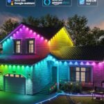 EcoNour 150 FT RGB Smart Permanent Outdoor Lights | Waterproof LED Eaves Lights with App & Remote Control | Colorful RGB Light with Music Sync | Smart Outdoor LED Christmas Light with Festive Effects