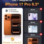 Diaclara Magnetic Designed for iPhone 17 Pro Case 6.3” [Full Camera Protection] Full Body Bumper,[Compatible with MagSafe] Military Drop Proof Phone Case w/Built-in Screen Protector,Orange