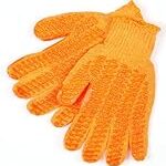 MCR Safety 9675MM Honey Grip Cotton/Polyester 7 Gauge Honeycomb Gloves with Blue Hemmed Cuff, Orange, Medium, 1-Pair
