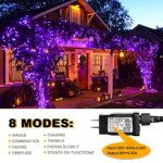weillsnow 164FT 500 LED Purple Christmas Lights, 8 Modes Waterproof Plug in String Lights for Halloween Christmas Indoor Outdoor Yard Party Wedding Garden Home Decorations (Purple, 164FT)