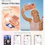 Meifigno Designed for iPhone 17 Pro Max Case 6.9″, [Glitter Card & Wrist Strap] [Compatible with MagSafe] [1HD+1X Privacy Screen Protectors] Surround Raised Lens Protection 17 ProMax Case, Orange