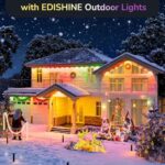 EDISHINE 200ft Cuttable Outdoor Permanent Christmas Lights Pro, 120 LED Smart RGB+IC+Warm White Eave Light, App/Remote, 111 Scene Modes IP67 Waterproof for House and Daily Decor, Alexa Google Enable