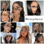 Revemo Rimless Rectangle Y2k Sunglasses for Women Men Cute Small Clear Frameless Tinted Lens 2000S Fashion Shades Butterfly