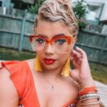 AIEYEZO Oversized Blue Light Glasses for Women, Anti Fatigue Prevent Headache Computer Eyeglasses (Orange & Champagne)