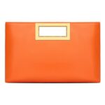 KKXIU Clutch Purse for Women Vegan Leather Evening Bag Formal Handbag for Wedding Party Prom Bridal (Orange)