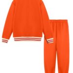 BPXOEO Boys’ Tracksuits Set Long Sleeve Full Zip Active Jackets & Jogger Pants Suits 2 Piece Kids Sweatsuit Outfits for 7-8 Years Orange