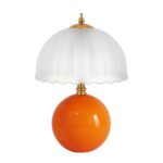 PARTPHONER Mushroom Table Lamp, Ceramic Bedside Lamp with Glass Shade, 3-Way Lighting (2700K-5000K) Rocker Switch, Small Nightstand Lamp for Bedroom, Living Room, Office, Orange