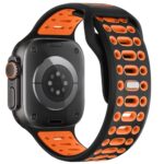 Amizee Sport Bands Compatible with Apple Watch Band 49/46/45/44/42mm Men, Soft Silicone Breathable Replacement Strap for iWatch Ultra 3/2/1 Series 11 10 9 8 7 6 5 4 SE3/2/1, Black/Orange