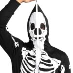 Tipsy Elves Halloween Skeleton Costume for Men – Comfy Adult Skeleton Jumpsuit with Hood – Men’s White Bones Jumpsuit Halloween Costume with Full Zip Hood Size Large