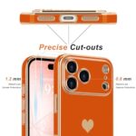 Teageo for iPhone 17 Pro Max Case with Screen Protector [2 Pack] Girl Women Cute Girly Love-Heart Luxury Gold Soft Cover Camera Protection Shockproof Phone Case for iPhone 17 Pro Max, Orange