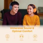 MIDOLA Wired Headphones Over-Ear Hi-Fi Sound with Microphone Adjustable Foldable, 1.5M Cord & 3.5mm Jack, Lightweight Headset for Kids Adults PC iPad Laptop Orange