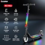 iScooter IK3Max Electric Scooter for Kids Ages 8+, Bluetooth, Horn, LED Display,3 Adjustable Speeds & Heights for Tweens, Foldable, Double Brake, 3 Light Modes, 200W Motor (IK3Max, Orange)