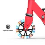 Jetson Scooters – Jupiter Kick Scooter (Red) – Collapsible Portable Kids Push Scooter – Lightweight Folding Design with High Visibility RGB Light Up LEDs on Stem, Wheels, and Deck