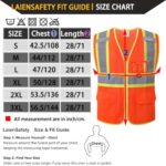 LaienSafety Reflective Safety Vest for Men Women with Multiple Pockets Class 2 High Visibility Mesh Vest Hi Vis Construction Work Vest,Meets ANSI/ISEA Standards(EK1-178-Orange-XL)
