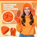 ShinyMatch Winter Beanie Hat Gloves Set, Soft Knitted Hat Stretchy Gloves Warm Skull Cap Set for Women Men Gifts (Orange)