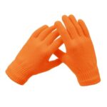 Orange Gloves for Women Men Winter Warm Knit Gloves Clod Weather Stretchy Magic Glove Adults Full Finger Mittens Orange One Size
