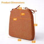 Ruqmuis Chair Cushions for Dining Chairs, 2″ Thick Seat Cushions for Kitchen Chairs, D-Shaped Chair Pads with Washable Cover, Ties and Non Slip Backing, 17” x 16”, Set of 4, Orange
