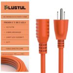 Outdoor Extension Cord 10 FT Waterproof, 16/3 Gauge Heavy Duty 3 Prong Extension Cord, 13A 1625W SJTW, ETL Listed, Great for Garden and Home, Orange