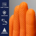Adenna ProWorks CATCH Disposable Nitrile Gloves – 9 Mil, Heavy Duty Work Rubber Glove with Raised Pyramid Grip, Non–Latex & Powder Free, Pack of 100, Large, Orange