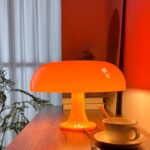 Anykonio Orange Mushroom Lamp, Mid Century Modern Table Lamp for Bedroom, Aesthetic Mushroom Decor Bedside Small Lamps, 2700K(Bulb Replaceable, Bulb Included, Plug Powered)