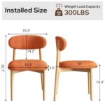 YUUIJOAA Wooden Dining Chair Set of 6, Modern Dining Chairs with with Curved Back, Fabric Upholstered Kitchen Dining Room Chairs with Adjustable Legs for Farmhouse Dining Living Room,Orange