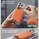 TWZKG for MagSafe Wallet, 5 Card Holder with Stand, Magnetic Phone Wallet Stand for iPhone 17/16/15/14/13/12 Pro Max Air Plus Series, RFID Blocking Vegan Leather,Orange