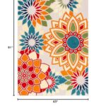 SAFAVIEH Washable Rug Outdoor Cabana Collection – 5’3″ x 7’7″, Ivory & Orange, Non-Shedding & Easy to Clean, Ideal for Patio, Backyard, Mudroom (CBN328A)