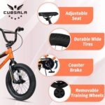 cubsala 14 Inch Little Kids Bike for 3 4 5 Years Old Boys Girls Beiginner Riders BMX Style Bicycle with Training Wheels Coaster & Rear V Brake, Orange